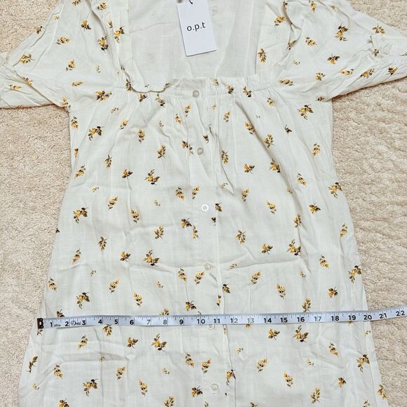 NWT Anthropologie OPT White & Yellow Floral Tie Waist Puff Sleeve Maxi Dress M - Picture 11 of 14